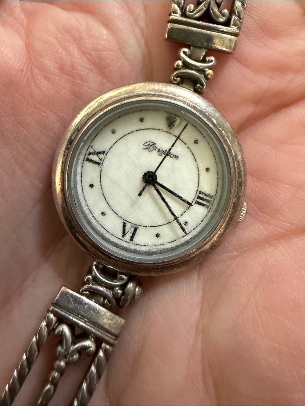 Brighton Silver-Tone Bracelet Watch with White Dial
